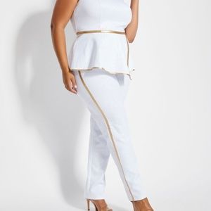 EMBOSSED SCUBA PANT WITH SIDE STRIPE